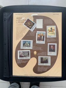 Sharjah Great American artists stamp panel big size with plastic holder