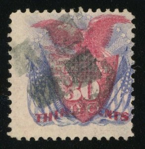 USA #121 Shield Eagle & Flags 30c Postage Stamp 1869 Used