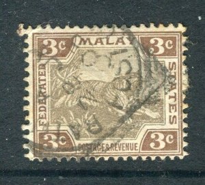 STRAITS SETTLEMENTS; 1900s Fed States Tiger used value + POSTMARK