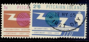 PITCAIRN ISLANDS QEII SG49-50, 1965 ITU centenary set, FINE USED.