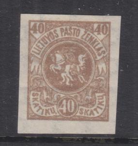 LITHUANIA, 1920 imperf., 40s. Brown, lhm., slight bend.