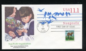 US U620 11.1 cent Envelope Birds Non-Profit UA Fleetwood cachet FDC