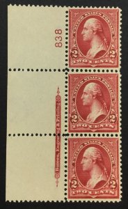 MOMEN: US STAMPS #279B PLATE STRIP OF 3 MINT OG NH VF LOT #76432