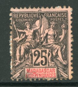 Madagascar 1896 French Colony 25¢ Scott # 38 Used I75