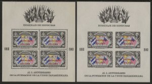 Honduras 1951_Scott C187, C187a UPU Centennial SS, perf and imperf NH