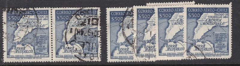 CHILE ^^^^^sc# C200  ( x6 )  used  high values AIRPOSTS$$@ dc711chile