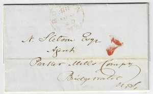 1847 incoming private ship letter from Halifax, NS, to Bridgewater, CT