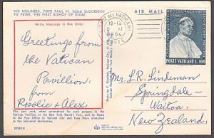 VATICAN 1964 postcard used to New Zealand..................................55631