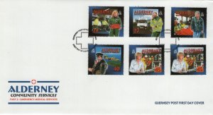 Alderney 2002 FDC Sc 196-201 Emergency Medical workers Community Services Par...