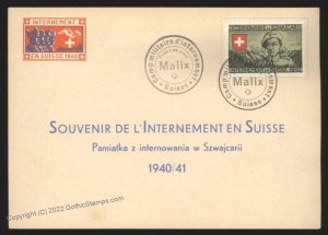 Switzerland WWII Internee Camp Malix Soldier Stamp Cover G107528