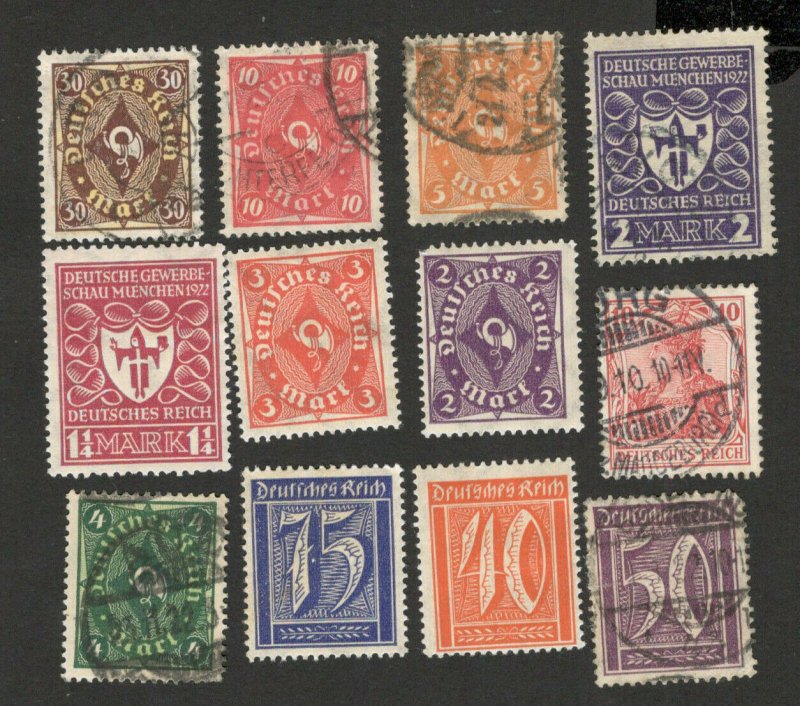 GERMANY - 12 USED/MH OLD STAMPS - NICE LOT   (120)