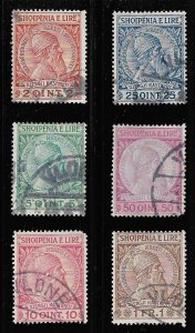 1913 Albania #35-40 Skanderbeg C/S used.