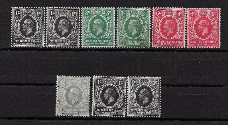 EAST AFRICA & UGANDA PROTECTORATES 1912-21 KGV Assorted Mint & Used.