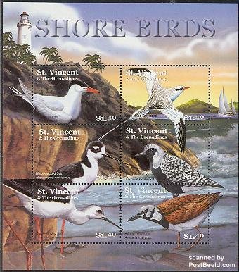 Saint Vincent 2001, Shore birds 6v m/s (lighthouse on border), MNH