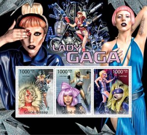 GUINEA BISSAU - 2011 - Lady Gaga - Perf 3v Sheet - Mint Never Hinged