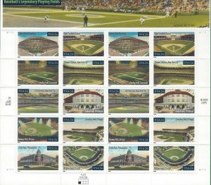 Baseball Legendary Playing Fields Collectible Sheet of Twenty Scott 3510-19