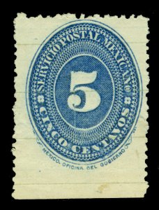 MEXICO 1887  Numeral of Value  5c ultra - perf. 12 -  Scott # 198  mint MH