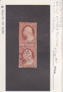 US Scott # 10a Pair Recut Toga Mar.Cal.Cancel 3c Washington Used F-VF SCV $500