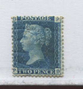 1858 2d Blue Plate 14 PB mint o.g. hinged