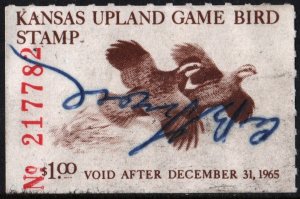 Kansas Wooten #5 Upland Game Bird Stamp (1965) Signed