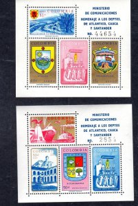 COLOMBIA #C409-C410 1961 ARMS MINT VF NH O.G S/S3