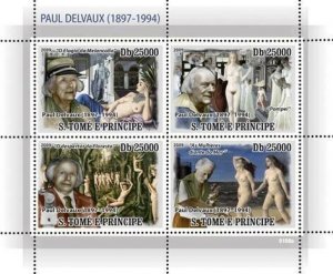 S. TOME & PRINCIPE 2009 - Paintings of Paul Delvaux (1897-1994) 4v