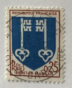 France 1966 Scott 1144 used - 25c,  Coat of Arms city of Mont de Marsan