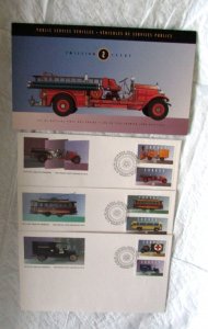 1994 Canada FDC  Public Service Vehicles  3 FDC Set  Scott # 1527 a-f