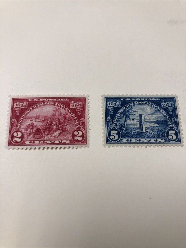 US 1924 #615 & 616 Huguenot-Walloon issue 2 stamps MNH / EF