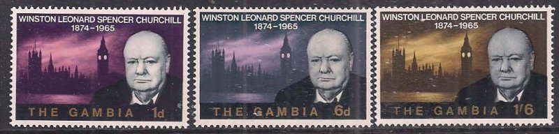 Gambia 1966 QE2 Set 3 x Winston Churchill Comms Umm SG 230 - 232 ( M741 )
