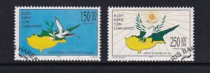 Cyprus Turkish   #485-486  MNH  1999  dove map sun