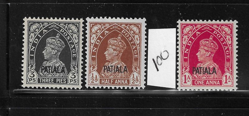 INDIA- PATIALA STATE SCOTT #98-99/101 1942-43 INDIA OVPTS (PARTIAL SET) MINT NH