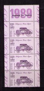 FRANCE Sc# B609 MNH FVF Strip4 W/ LBL Paris-Lyon Stagecoach