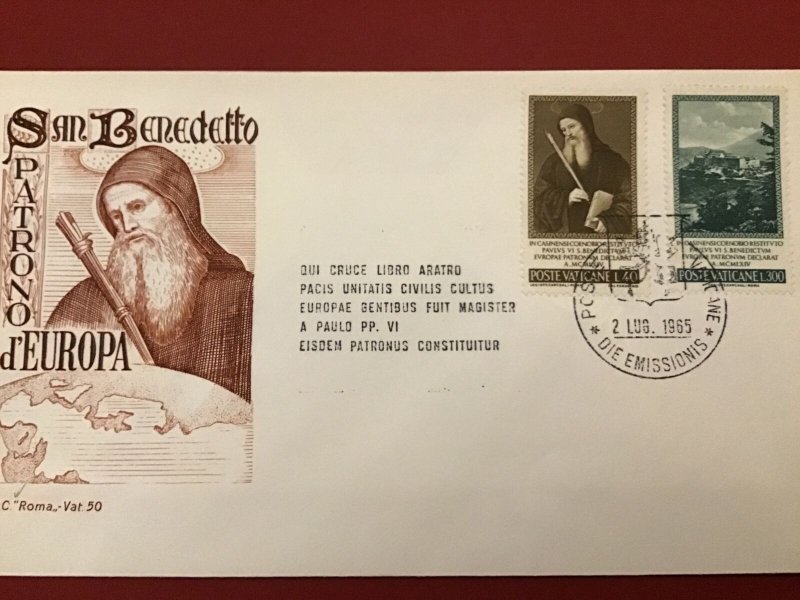 Vatican 1965 San Benedetto First Day Cover Postal Cover R42357 