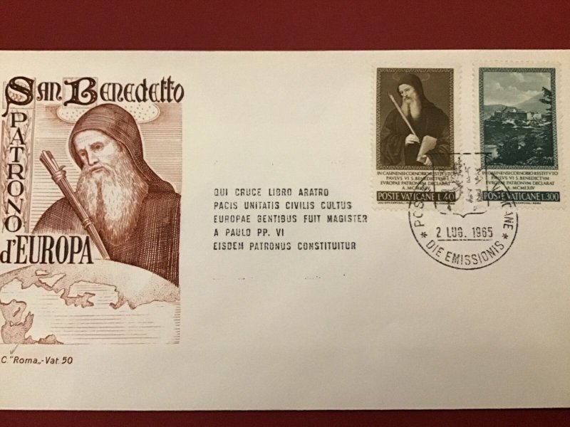 Vatican 1965 San Benedetto First Day Cover Postal Cover R42357