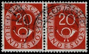 Germany 1951,Sc.#677 used pair, Digits with Posthorn