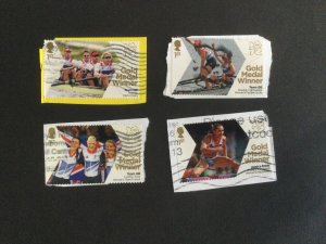 GB 2012. London Olympics.  4 used stamps on paper from set of 29 - jessica ennis