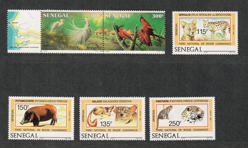 Senegal Sc#741-744, 746a M/NH/VF, Complete Set, Pr.+Label, Animals, Cv. $34.15