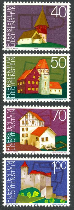 LIECHTENSTEIN 1975 EUROPEAN ARCHITECTURAL YEAR  Set Sc 572-575 MNH