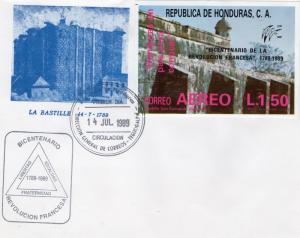 HONDURAS 1989 Sc#C782 FRENCH REVOLUTION BICENTENARY S/S (1) Official FDC