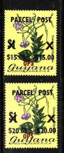 Guyana-Sc#Qo1-o2-unused NH parcel post official set-Flowers-1981-