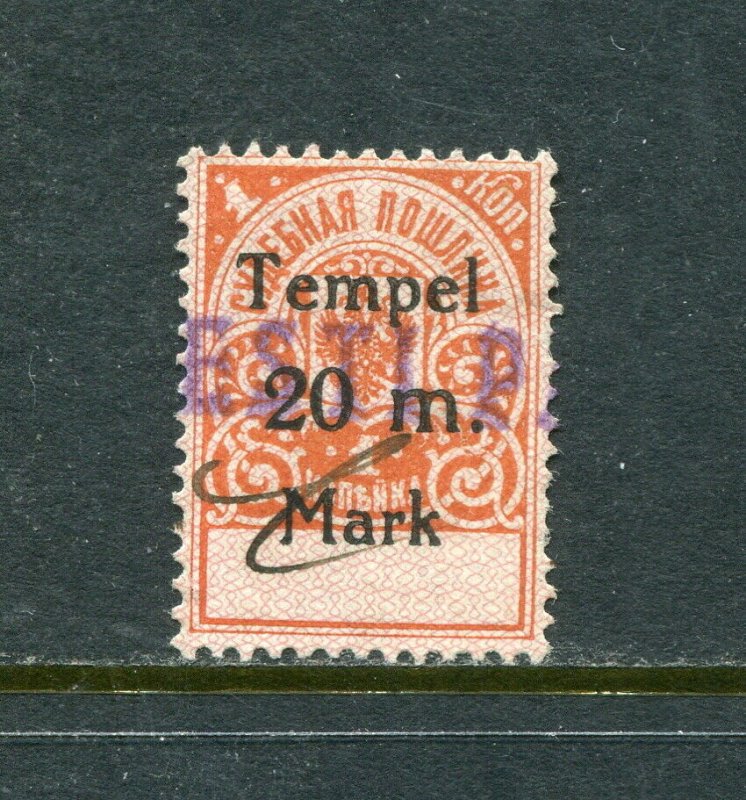 x323 - ESTONIA 1918 Provisional Gov Entertainment REVENUE Stamp. Tempel Mark 20m