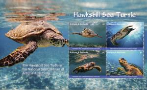 Antigua & Barbuda Turtles Stamps 2017 MNH Hawksbill Sea Turtle Reptiles 4v M/S I