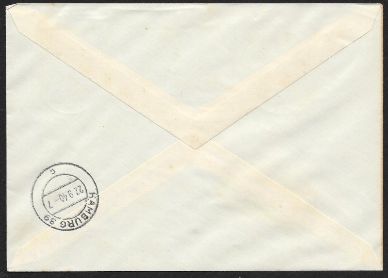 POLAND Sc#NB1-4 Registered Cover canceled 1940 Warsaw to Hamburg