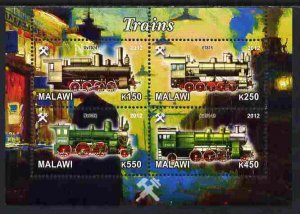 MALAWI - 2012 - Steam Locomotives #5 - Perf 4v Sheet - MNH - Private Issue