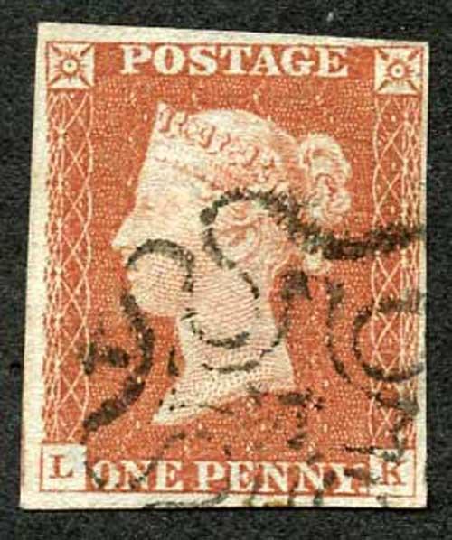 1841 Penny Red (LK) Plate 36 with 4 In MX Very Fine Cat 600 pounds