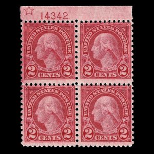 WCstamps: U.S. Scott #579 / CV $900 / 2c Coil Waste Plate Block, VG, Mint OGnh