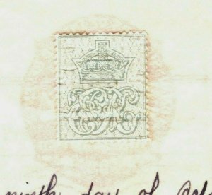 GB REVENUES *Perforated KEVII Cypher Stamps* 1908 Document RARE {samwells}MAL77 