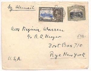 ZZ92 TRINIDAD & TOBAGO 1935 *Silver Jubilee* Mixed Franking Commercial Cover USA