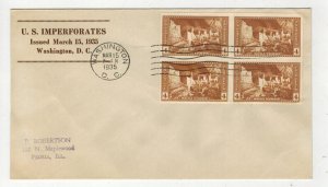 1935 NATIONAL PARKS SERIES SCARCE ROESSLER IMPERFORATE BLOCK OF 4 MESA VERDE